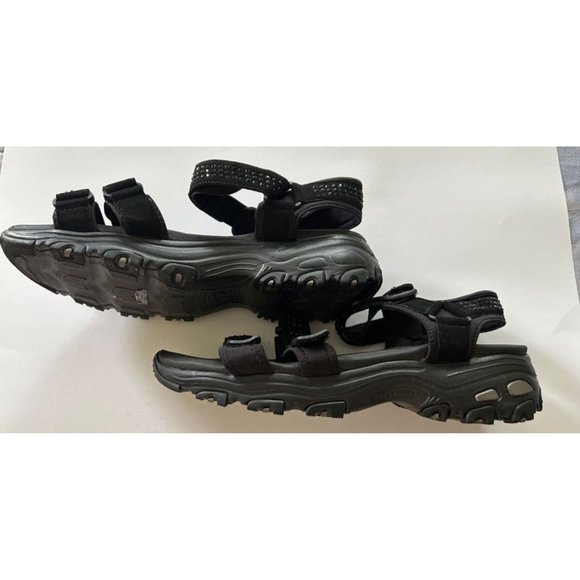 Women's Sketchers Yoga Form Sparkle Slingback Thong Sandals Size 11 Black - Picture 5 of 9